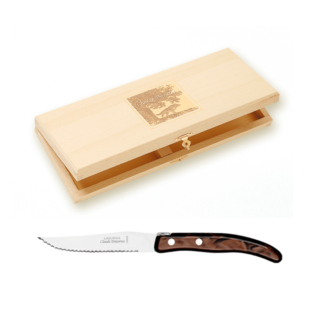 Claude Dozorme Set of Six Steak Knives Brown