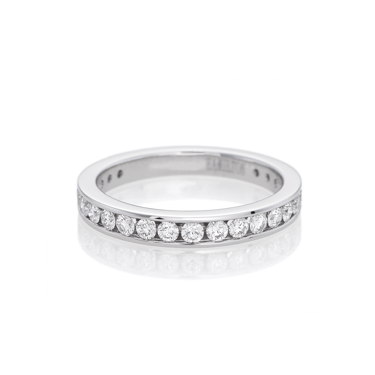 Hamilton Cherish Collection 18k White Gold and 0.65 Total Weight Diamond 3/4 Way Wedding Channel Set Band
