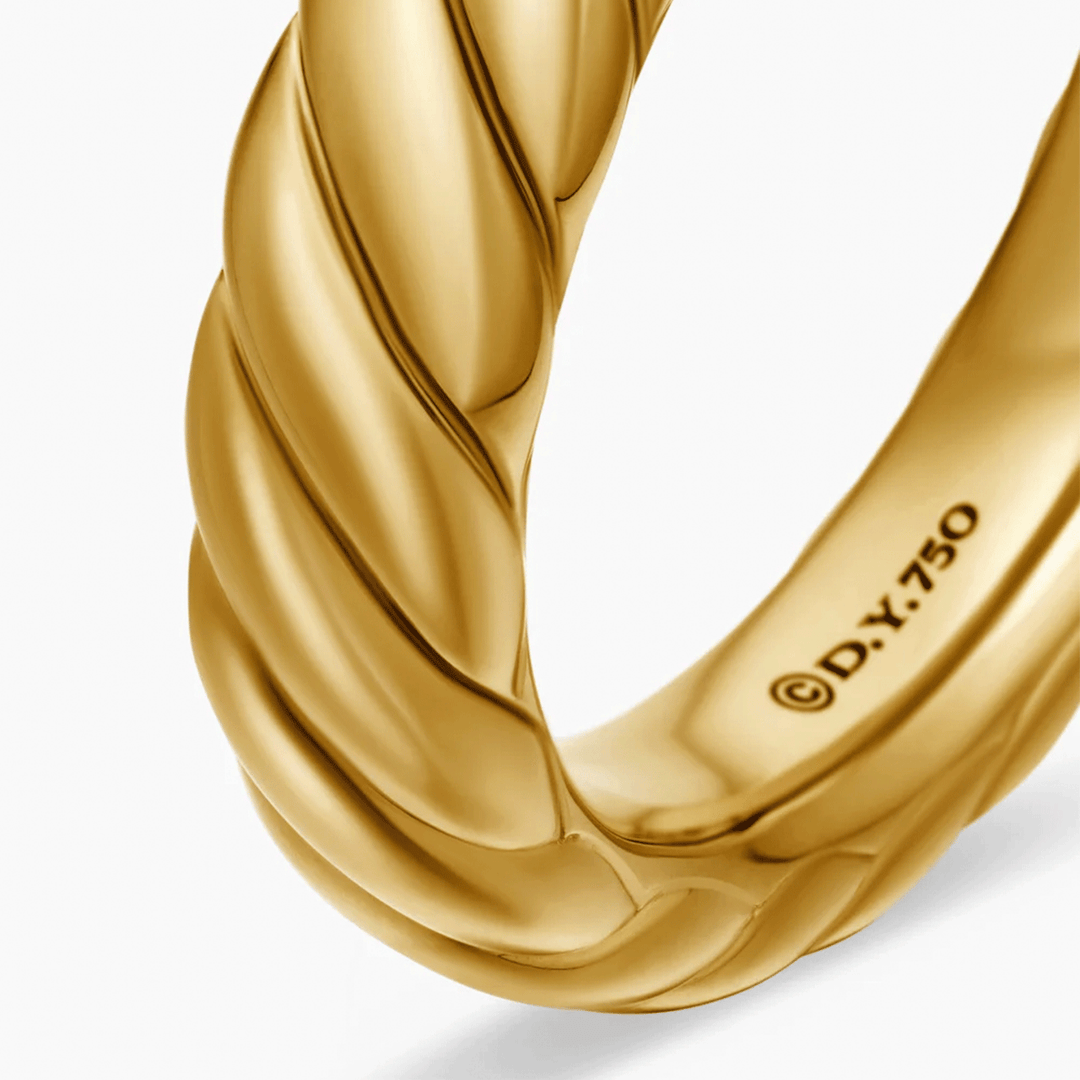 David Yurman Sculpted Cable Band Ring 18k Yellow Gold, 4.6mm