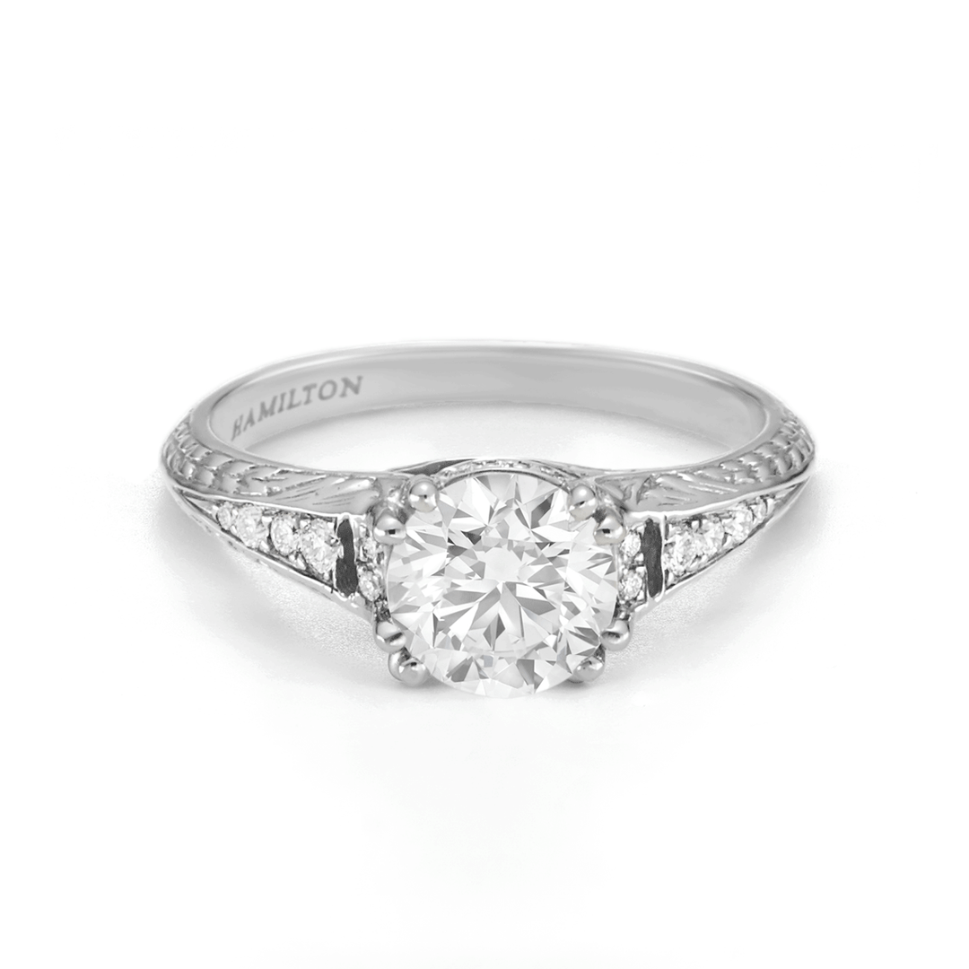 1912 18k White Gold and Diamond Engagement Mounting Ring