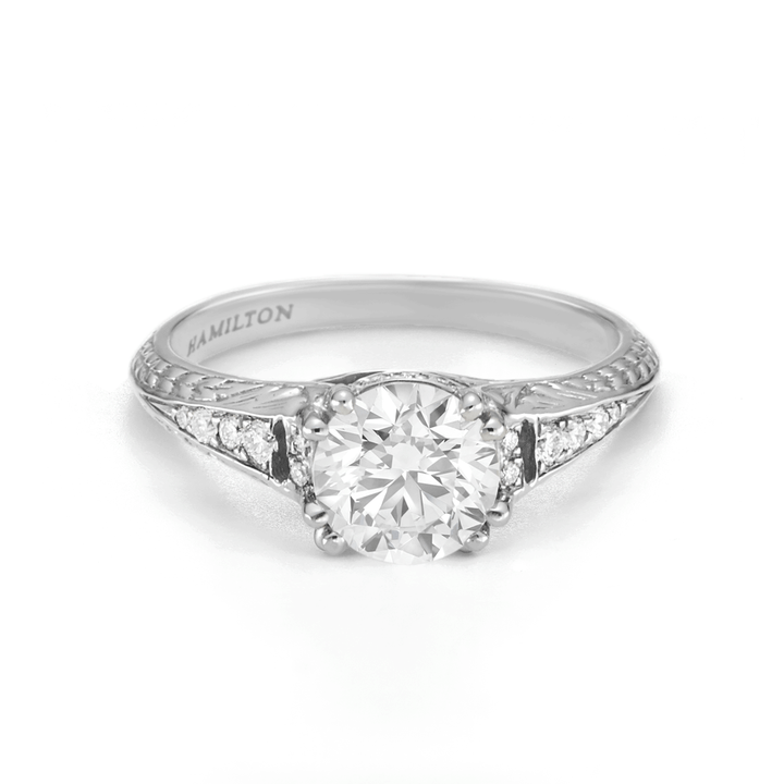 1912 18k White Gold and Diamond Engagement Mounting Ring