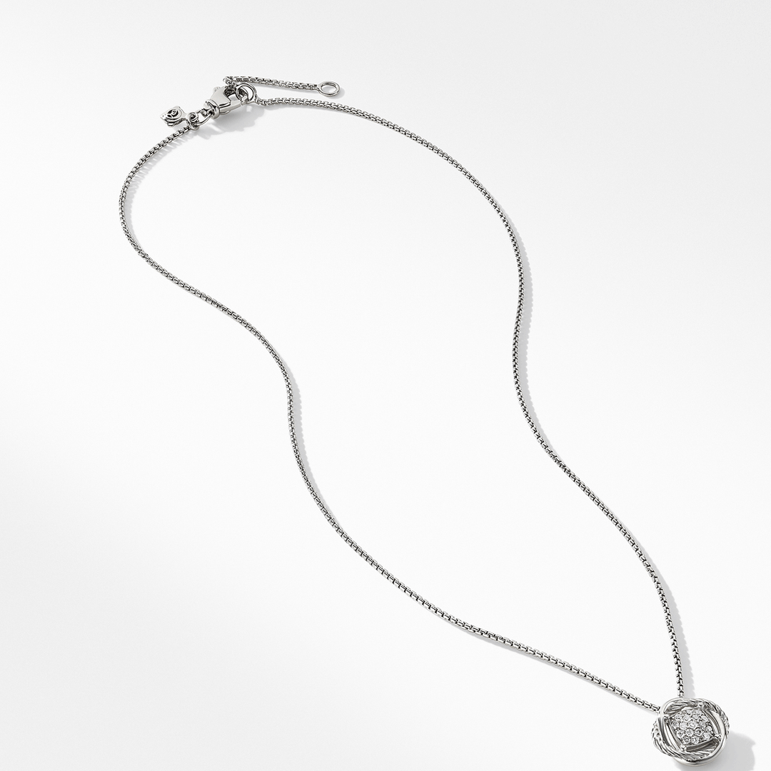 David Yurman Infinity Pendant Necklace in Sterling Silver with Pavé Diamonds