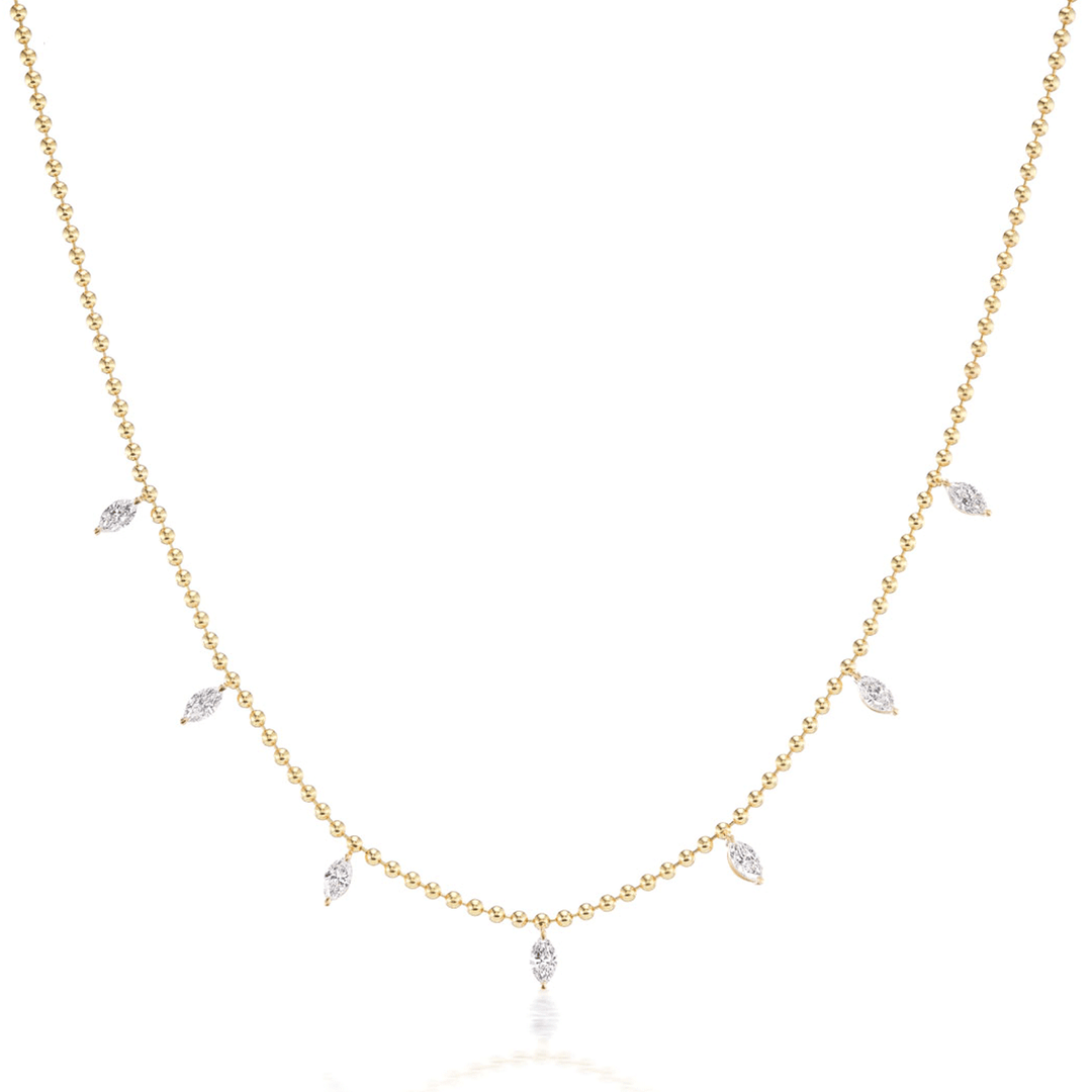 18k Gold and Marquise Diamond 1.38 Total Weight Station Necklace