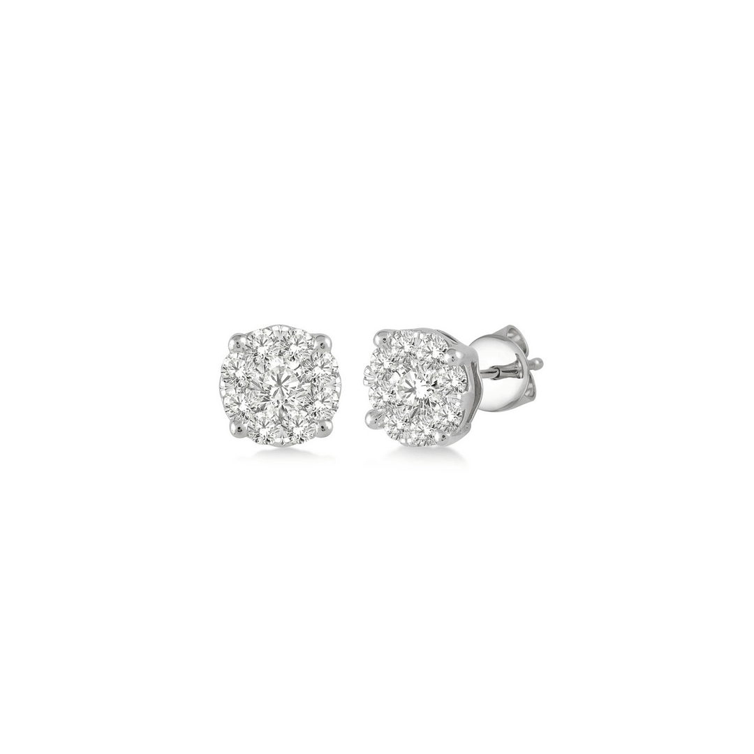 Celestial 14k White Gold and Diamond .25 Total Weight Cluster Studs