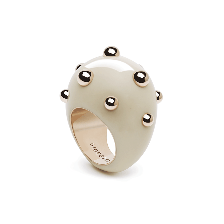 Georgio B Goccia 18k Gold White Enamel Ring