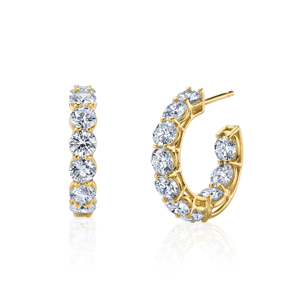 18k  Gold Diamond Hoops With 3.54 Total Weight