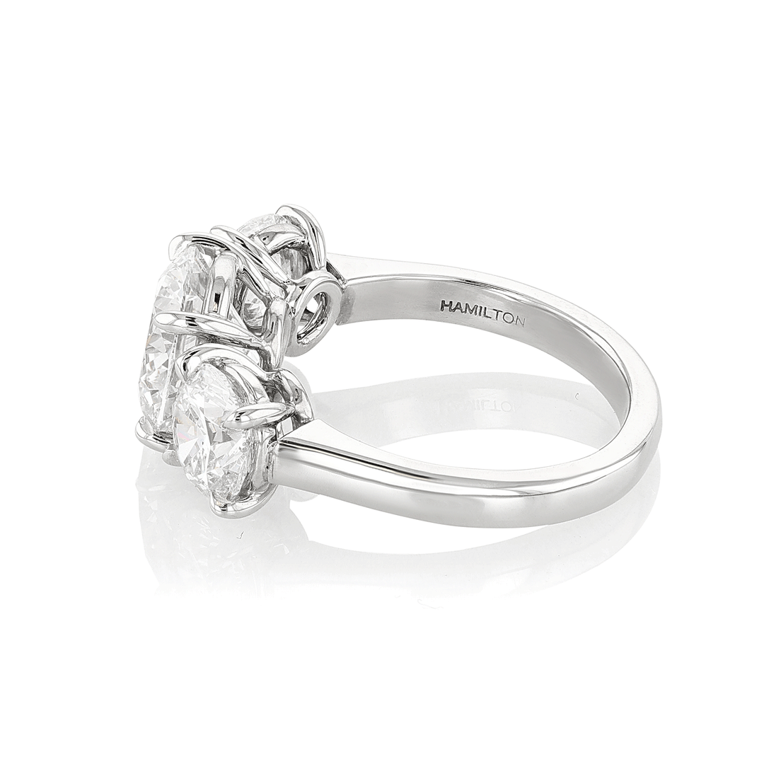 Platinum and 3.20 Total Weight Diamond Three Stone Ring
