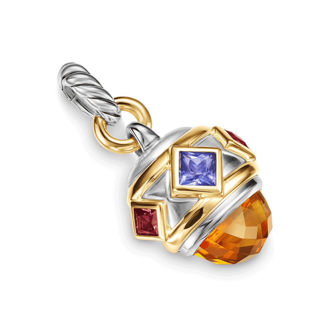 David Yurman Renaissance® Amulet Sterling Silver with 14K Yellow Gold, Madeira Citrine, Tanzanite and Rhodolite Garnet, 19.8mm