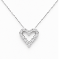 14k White Gold and .75 Total Weight Diamond Heart Pendant