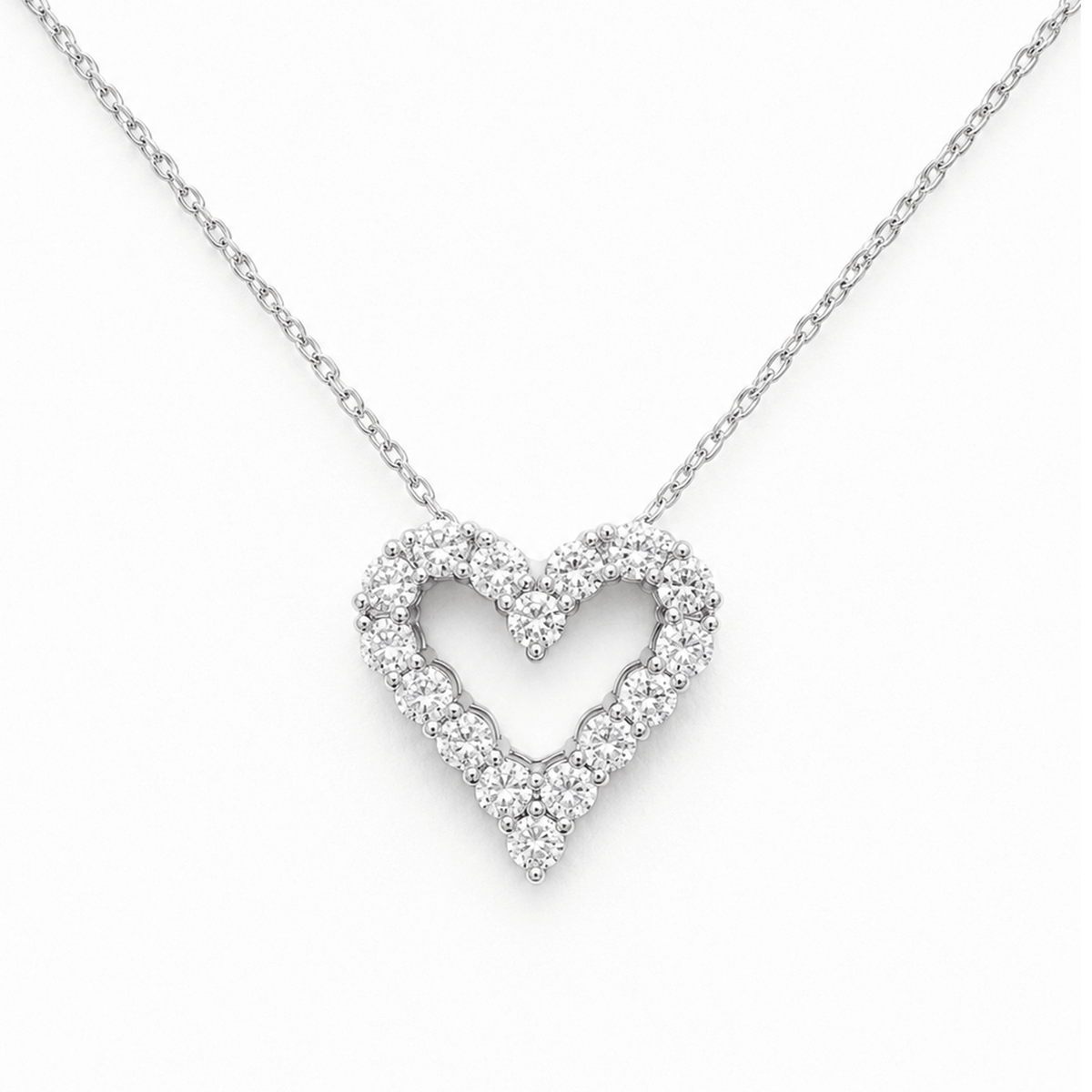 14k White Gold and .75 Total Weight Diamond Heart Pendant