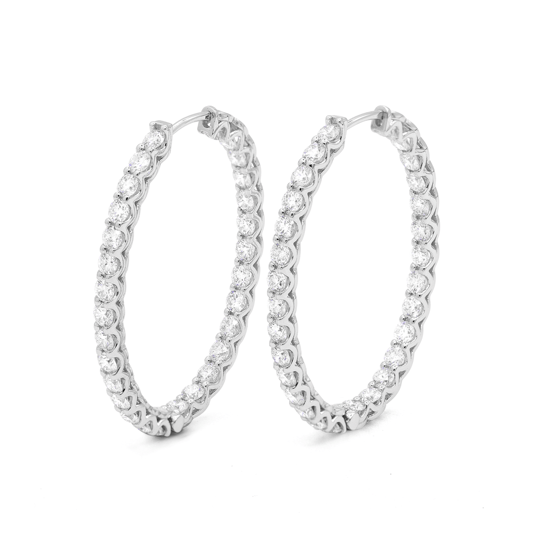 Destiny 18k Gold 4.06 Total Weight Diamond Inside Out Hoops