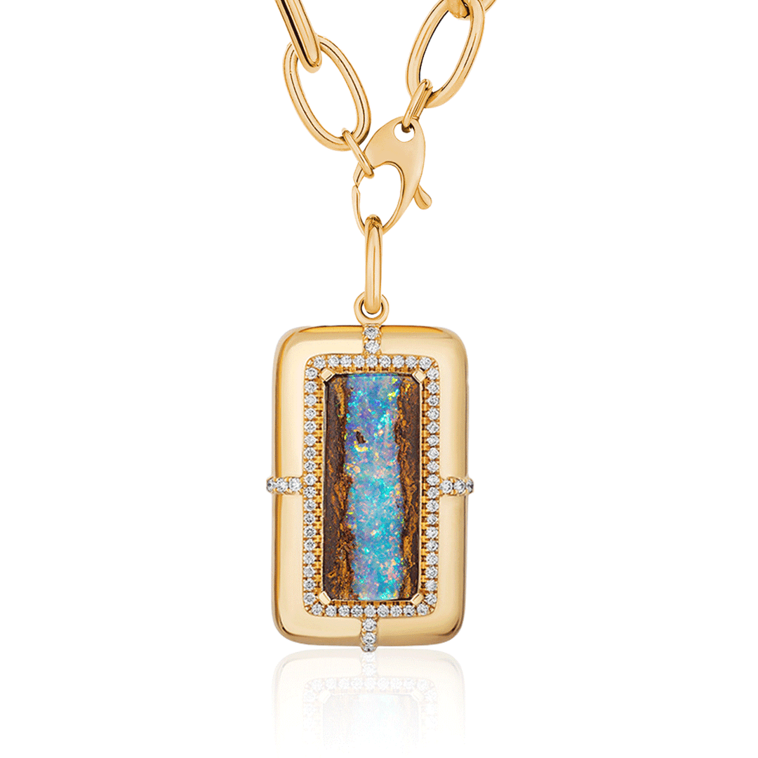 Goshwara G-One 18k Yellow Gold and Brown Opal Pendant