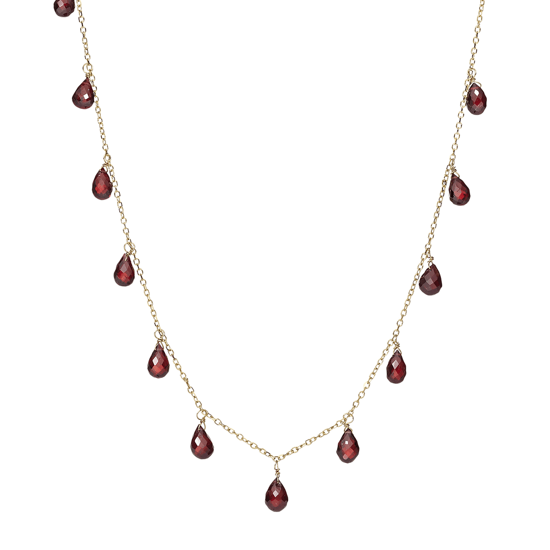 Calypso 14k Gold and Garnet 17 Inch Necklace