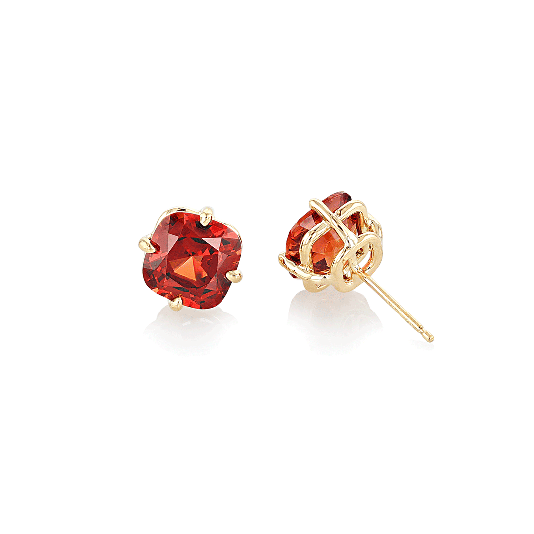 Hamilton Caroline Collection 18k Yellow Gold and Malaya Garnet Stud Earrings