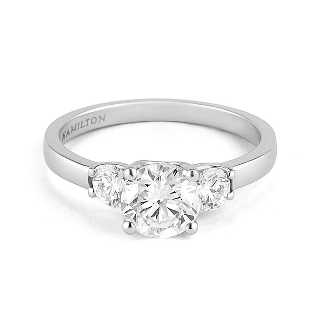 Hamilton Destiny Platinum Three Stone Diamond Engagement Mounting Ring