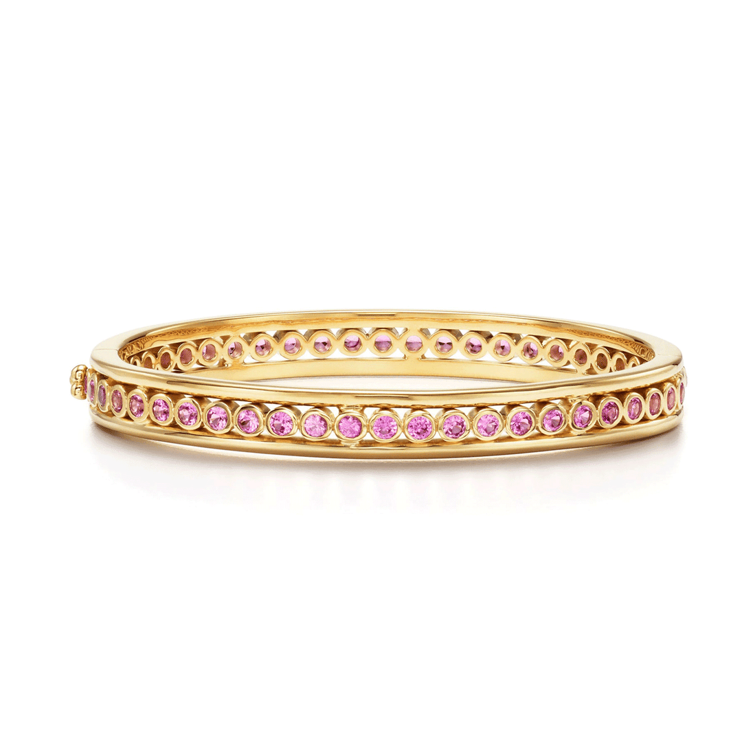 Temple St. Clair 18k Yellow Gold Eternity Pink Sapphire Bracelet