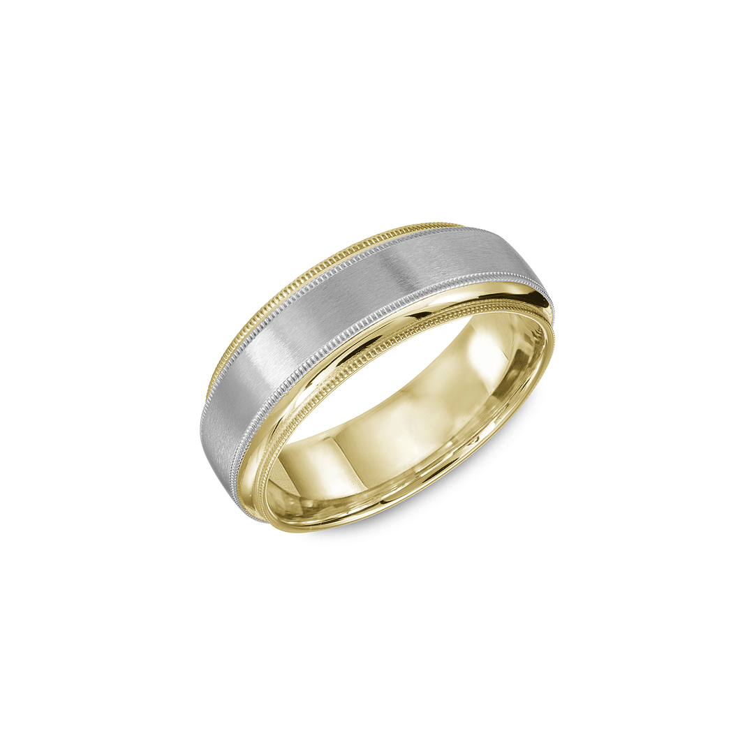 14k White and Yellow Gold 7mm Wedding Band