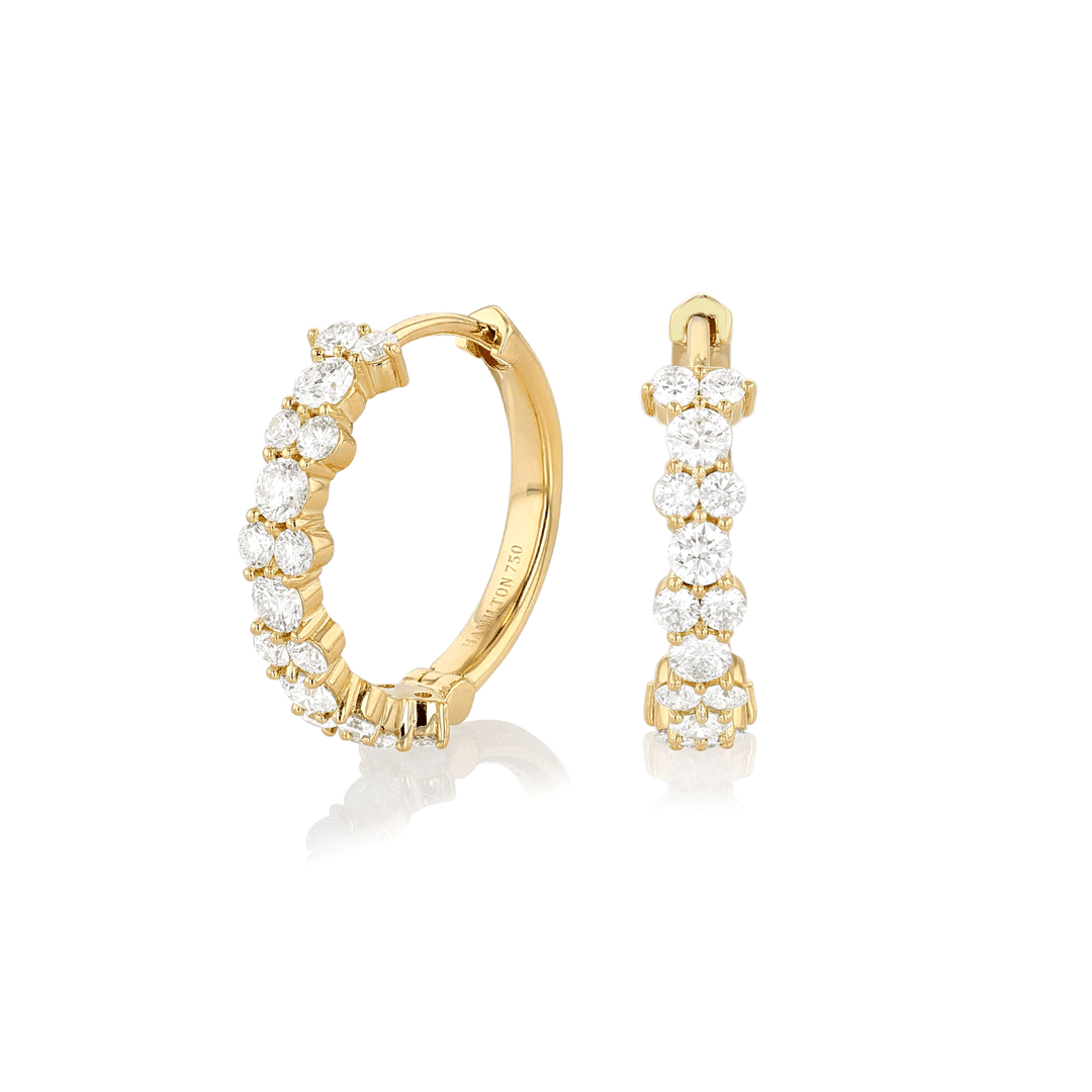 Hamilton Radiance Collection 18k Yellow Gold and 1.13 Total Weight Diamond Hoops