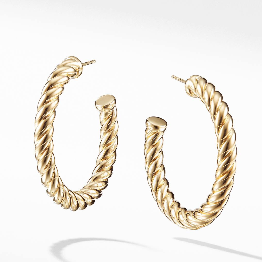 David Yurman Sculpted Cable Classics Hoop Earrings in 18k Yellow Gold