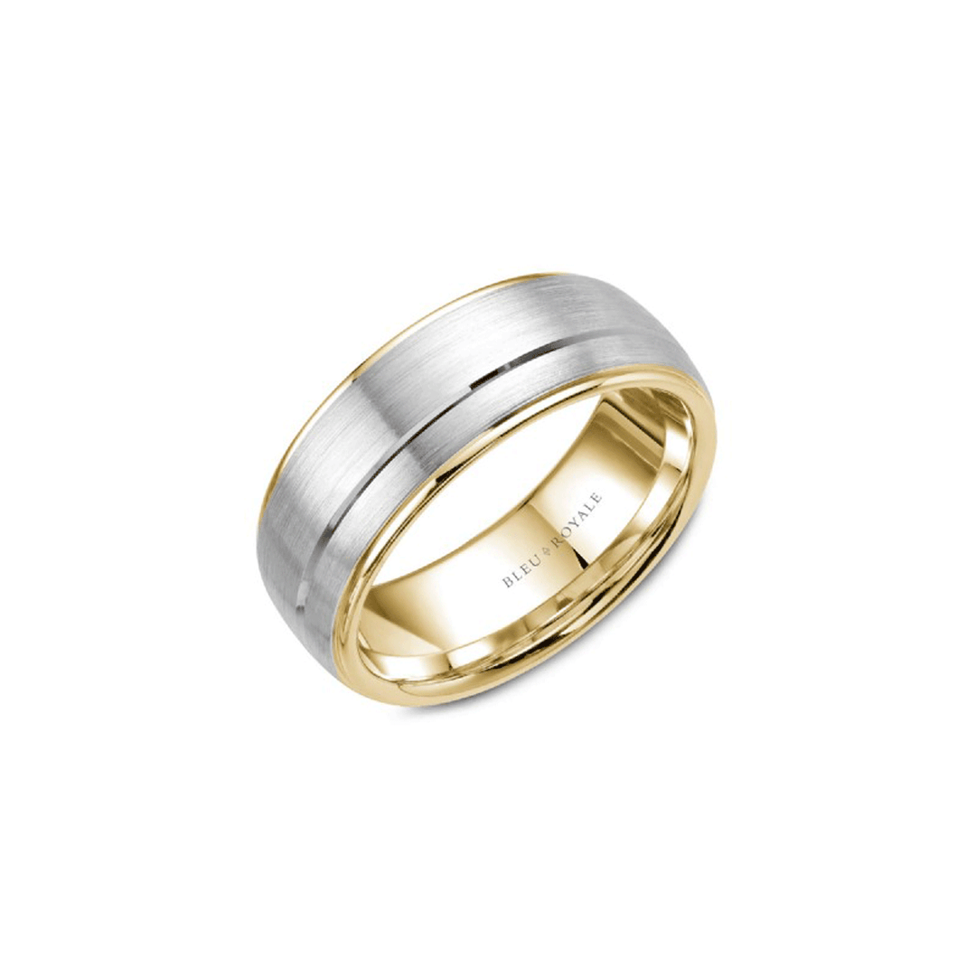 8.5mm 18k White and Yellow Gold Band