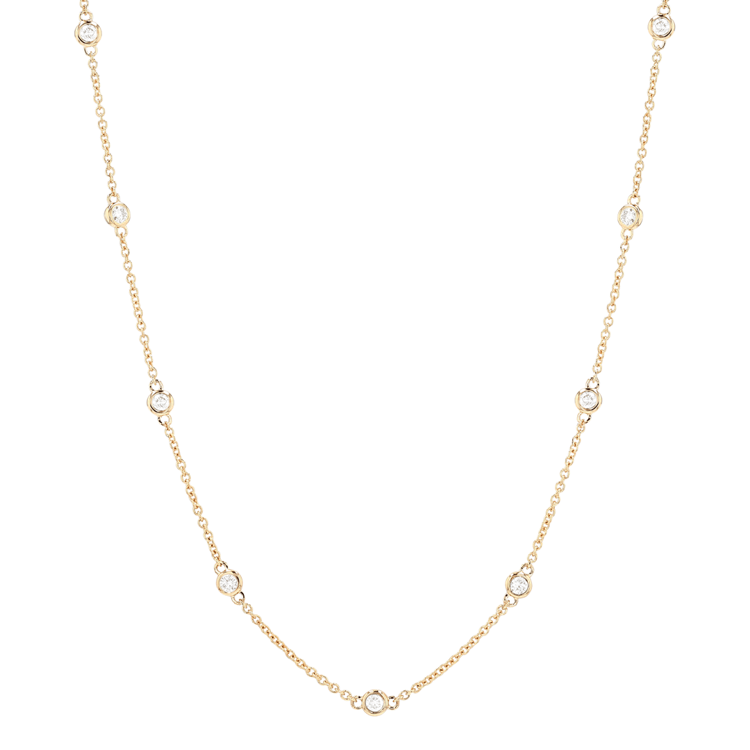 14k Gold and Diamonds By The Yard .75 Total Weight Necklace