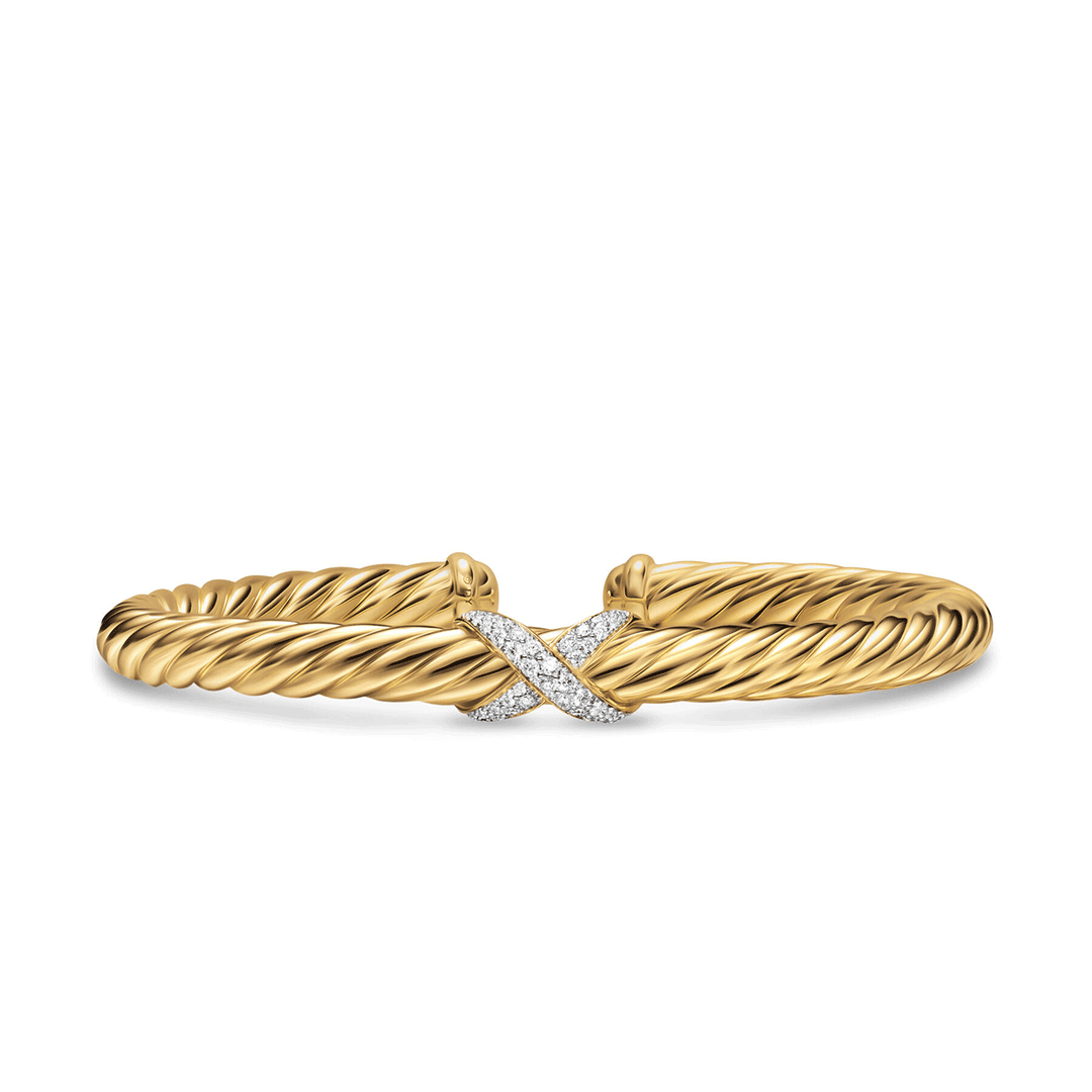 David Yurman Cablespira® Flex X Bracelet 18k Yellow Gold with Diamonds, 6mm