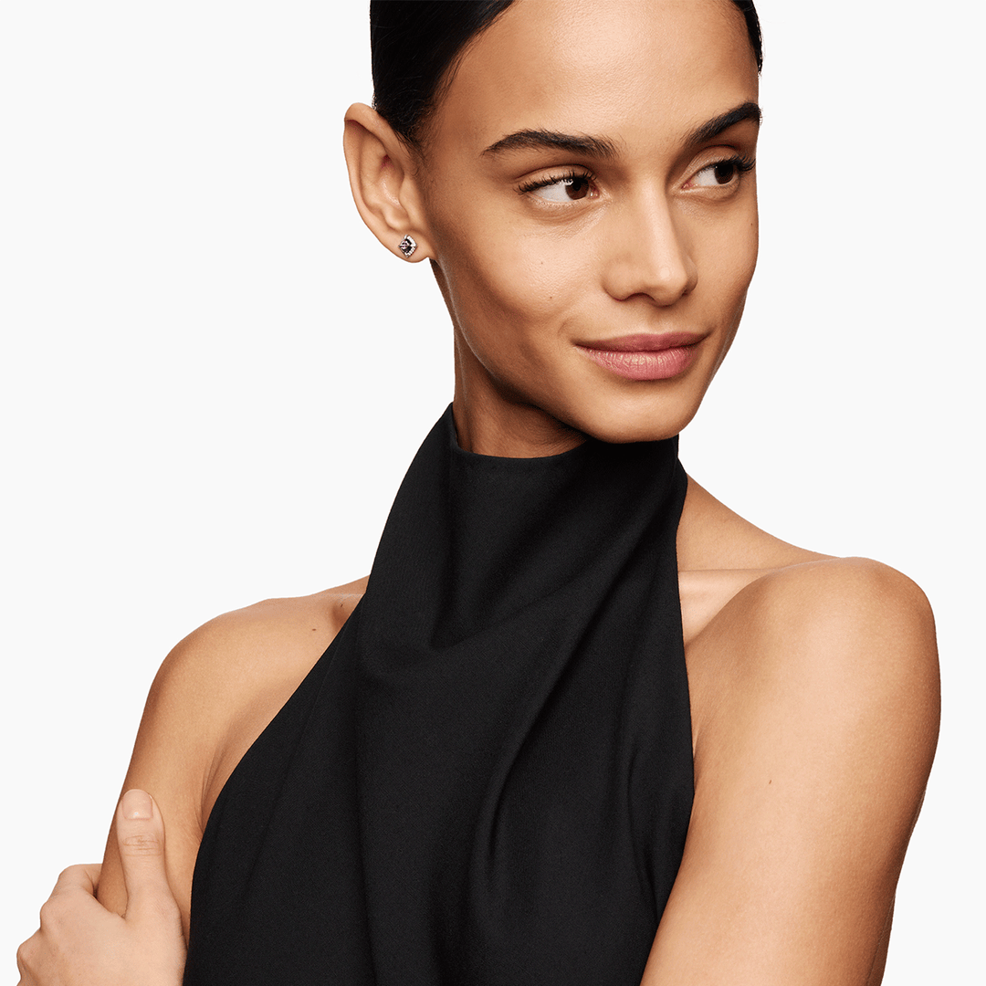 David Yurman Petite Chatelaine® Pavé Bezel Stud Earrings with Ameythst and Diamonds