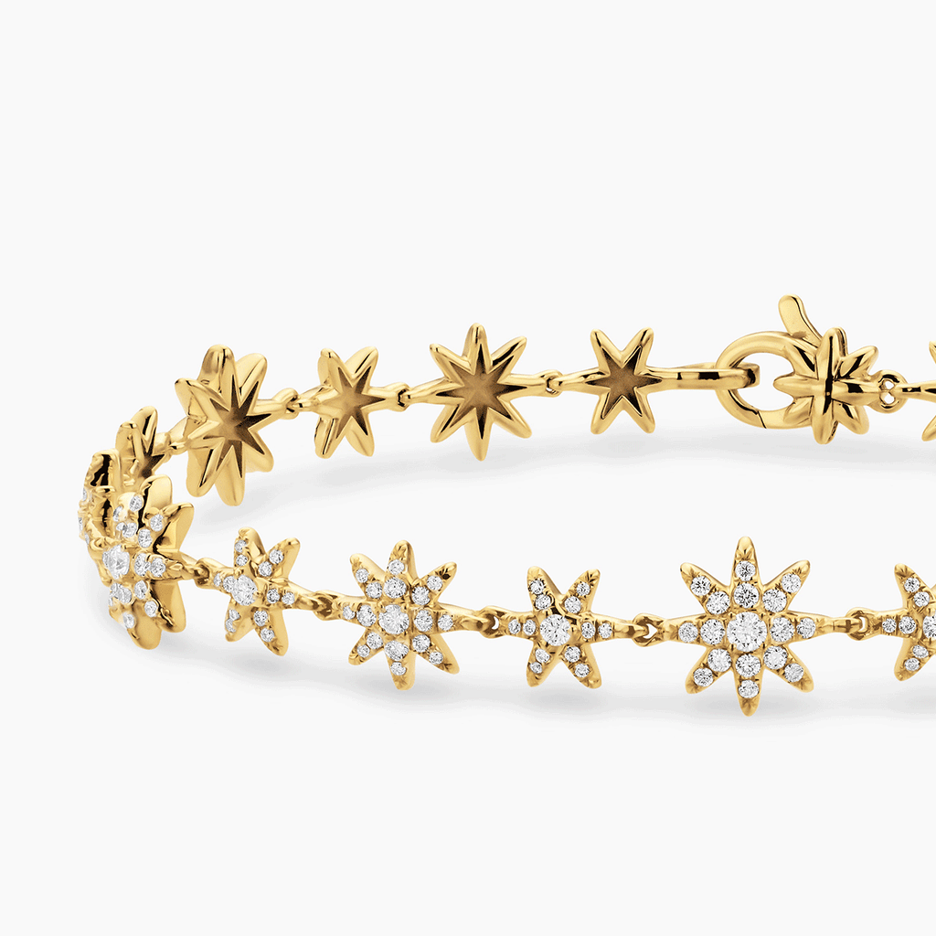 David Yurman Petite Starburst Tennis Bracelet 18K Yellow Gold with Diamonds