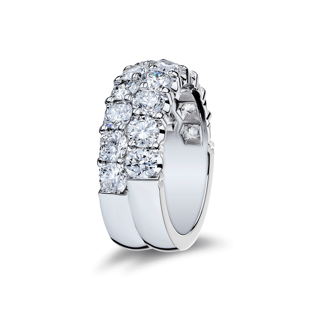 18k White Gold and 2.17 Total Weight Diamond Two Row Band