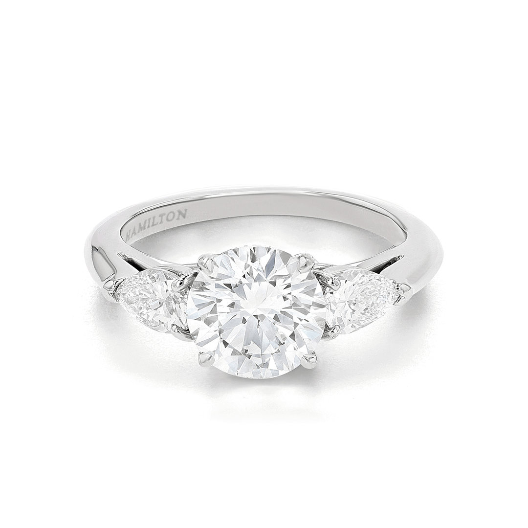 Platinum and 2.02 Total Weight Diamond Three Stone Ring