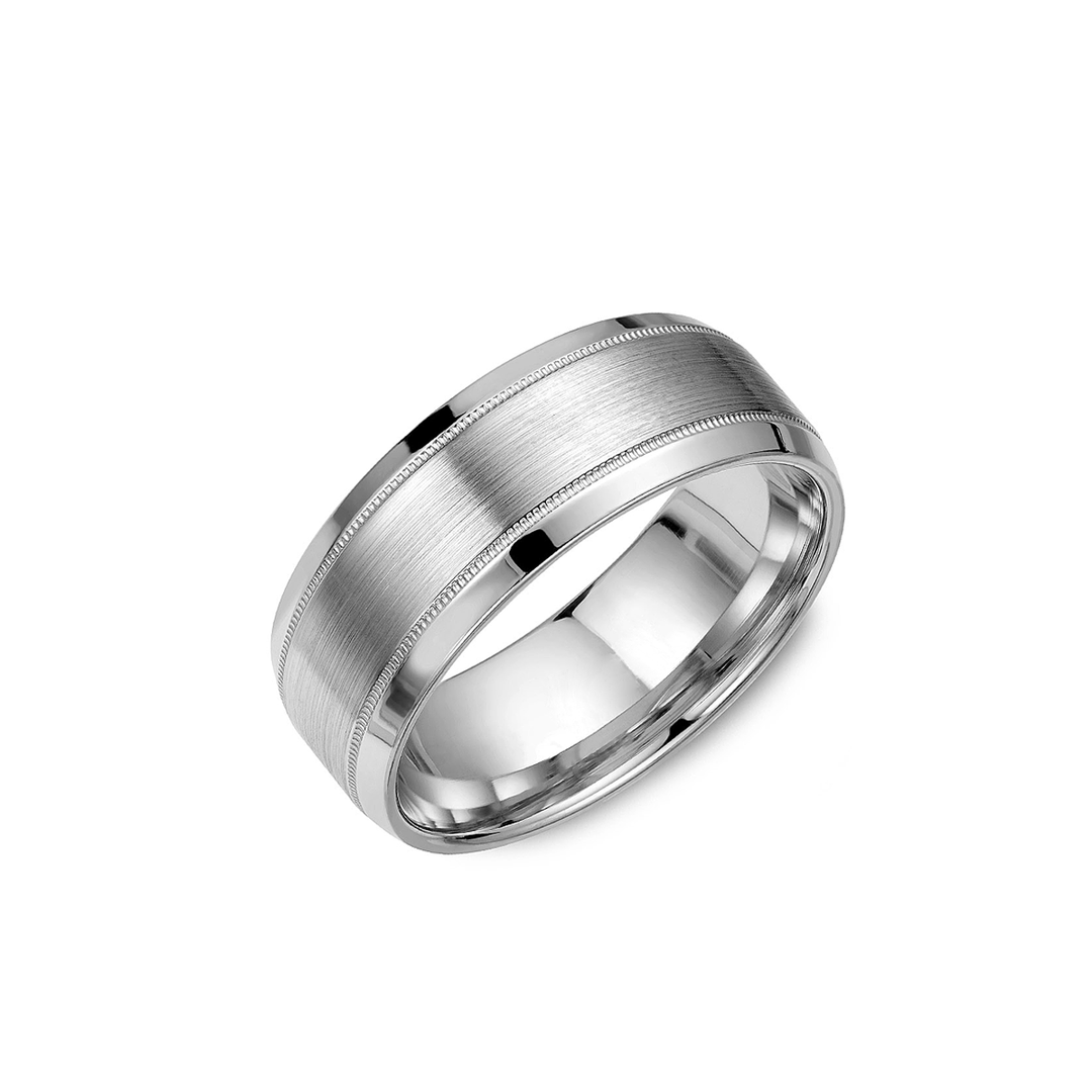 Hamilton Collection 14k White Gold 8mm Wedding Band