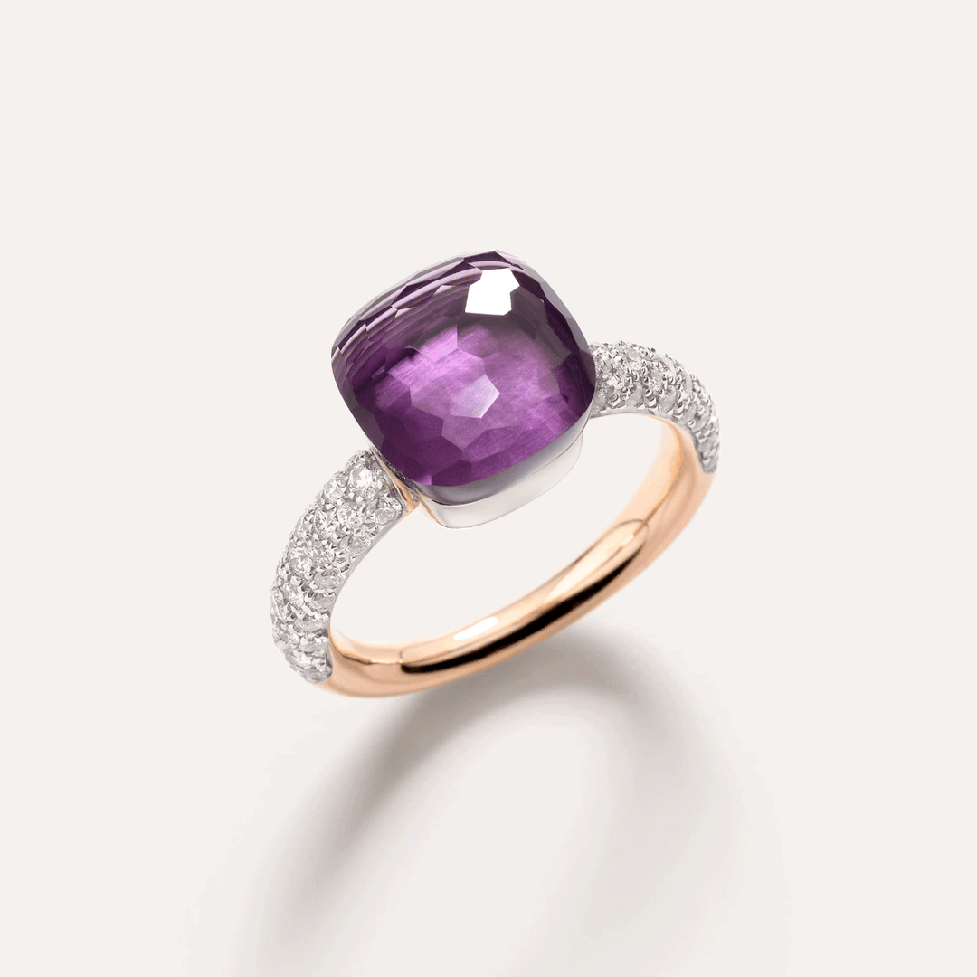Pomellato Nudo Classic 18k Rose Gold Amethyst Diamond Ring