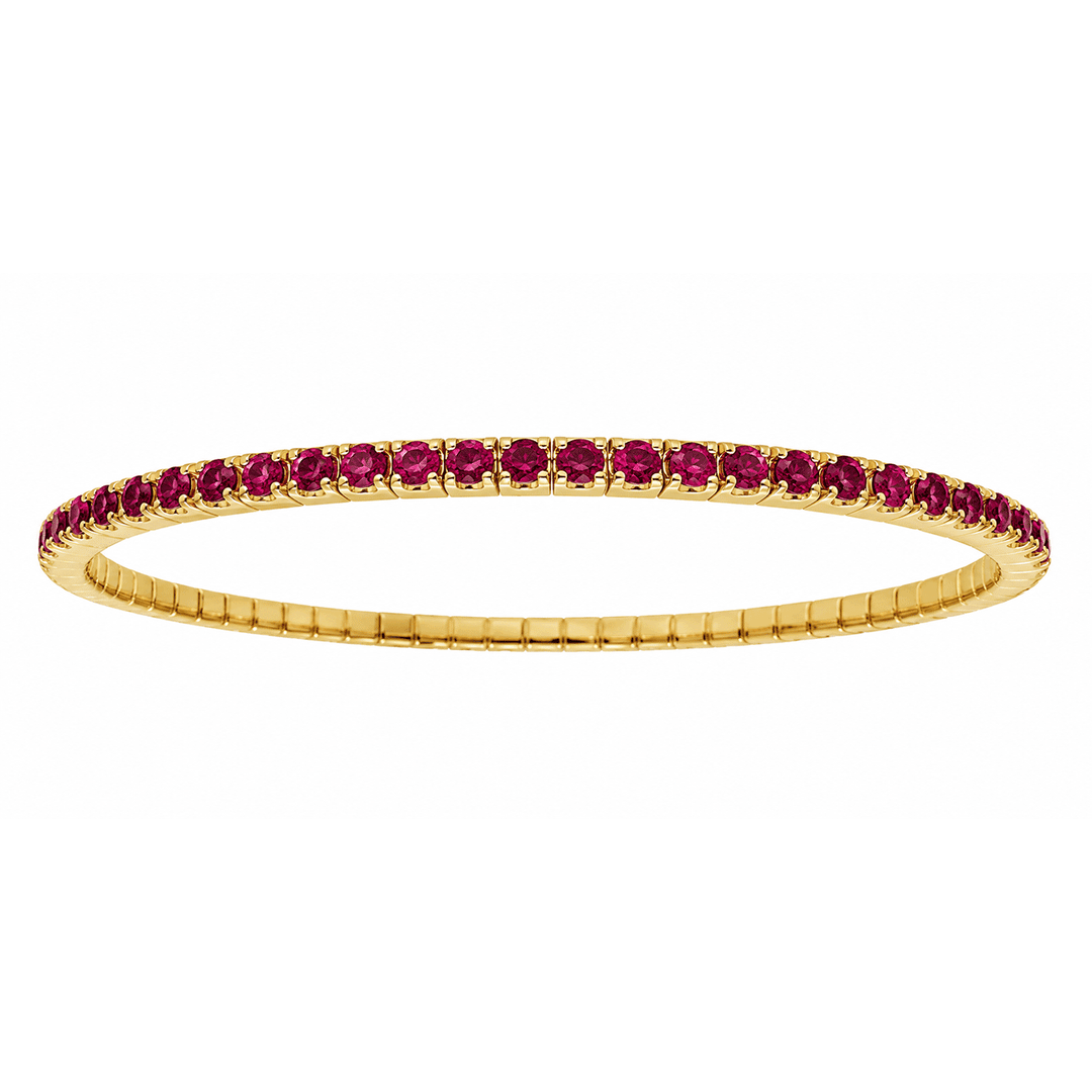 14k Yellow Gold and 3.53 Total Weight Ruby Expandable Bracelet