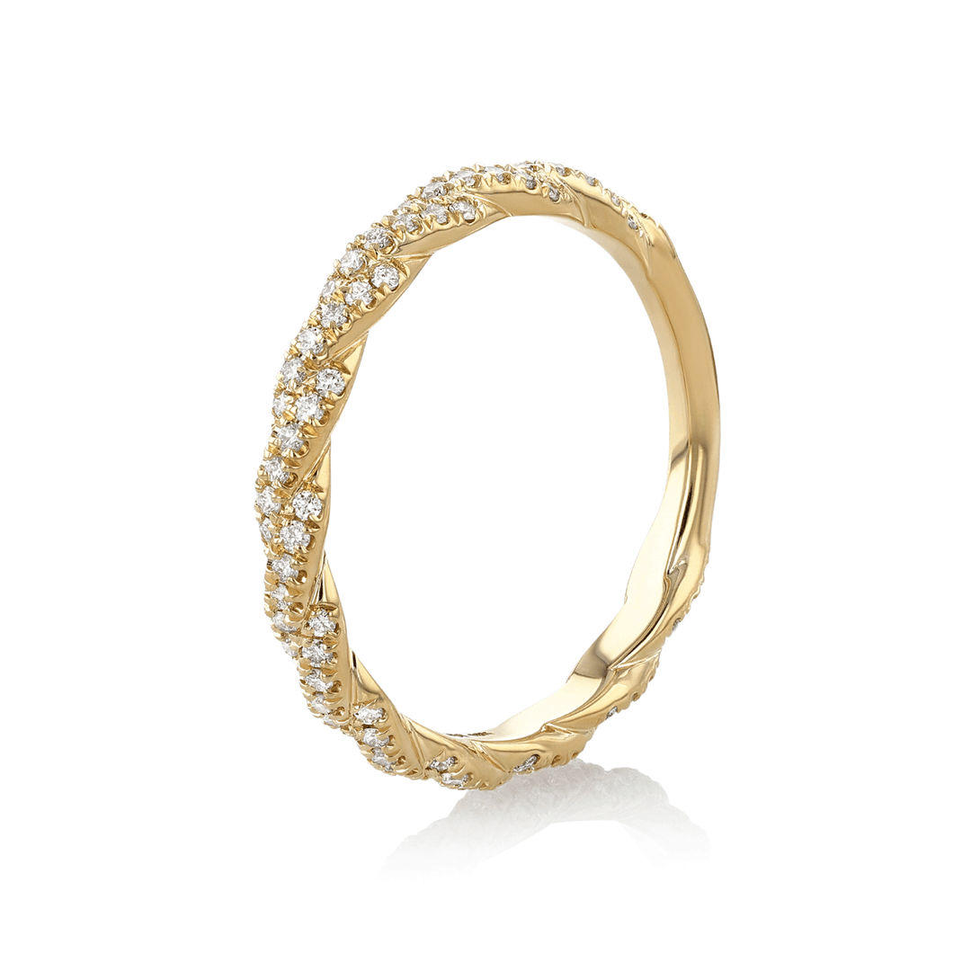 18k Yellow Gold and .27 Total Weight Diamond Full Twist Band