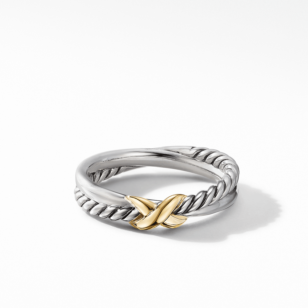 David YurmamPetite X Ring Sterling Silver with 18k Yellow Gold, 4mm