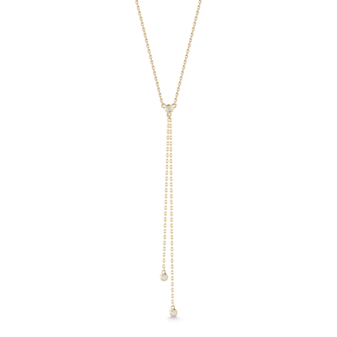 Barbela Design 14k Yellow Gold and Diamond Lariat Necklace