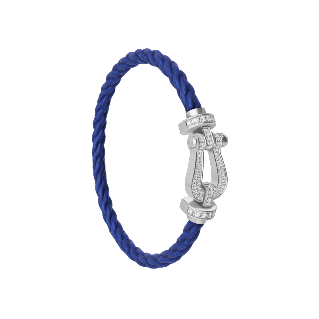 FRED Indigo Blue Cord Bracelet with 18k White Diamond LG Buckle, Exclusively at Hamilton Jewelers
