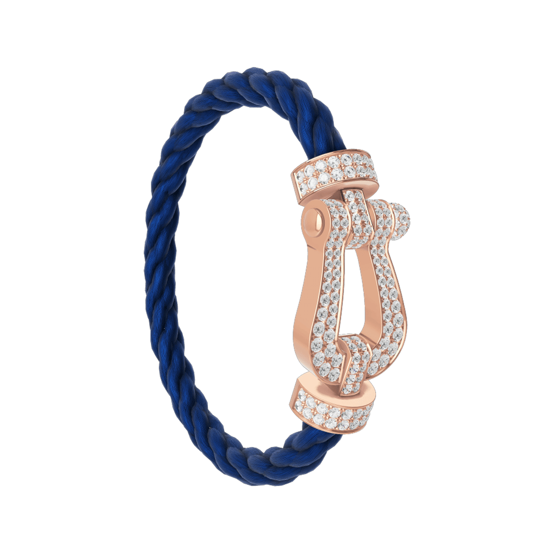 FRED Force 10 Navy Cable with 18k Rose Gold Extra LG Full Pave Diamond Buckle, Exclusively at Hamilton Jewelers