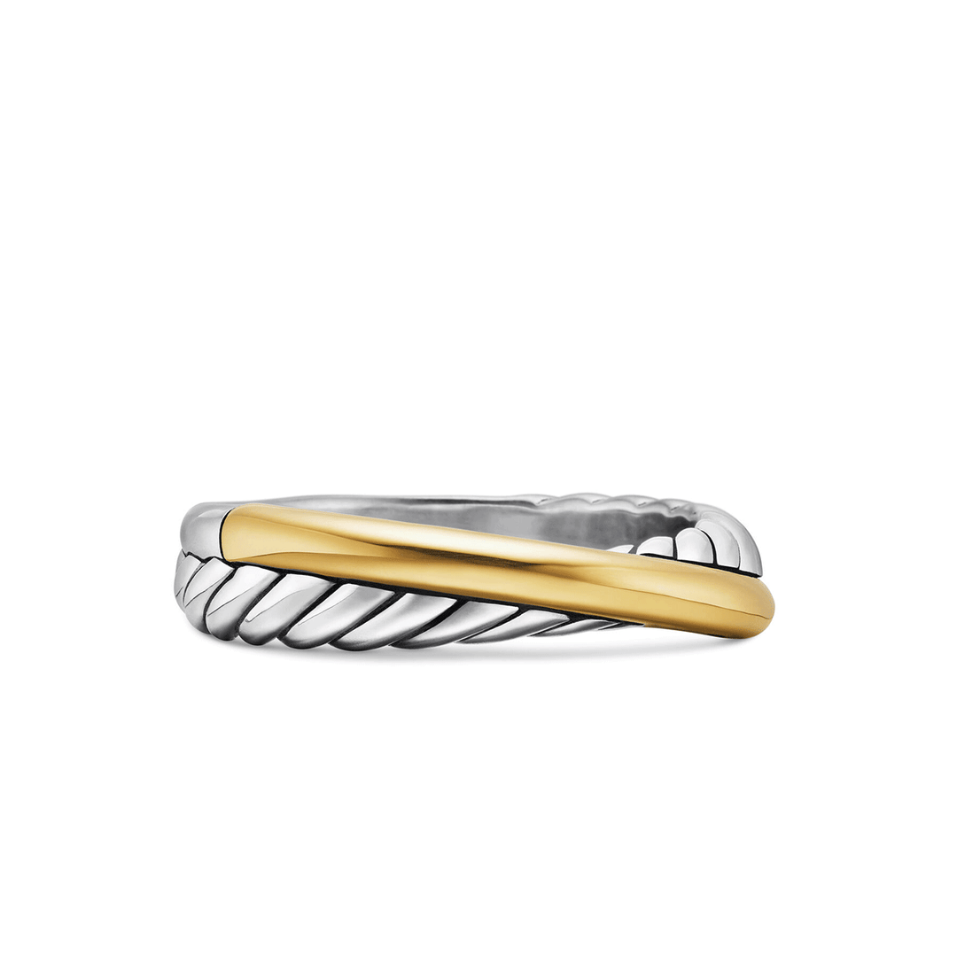 David Yurman Crossover Band Ring Sterling Silver with 18K Yellow Gold, 5.3mm