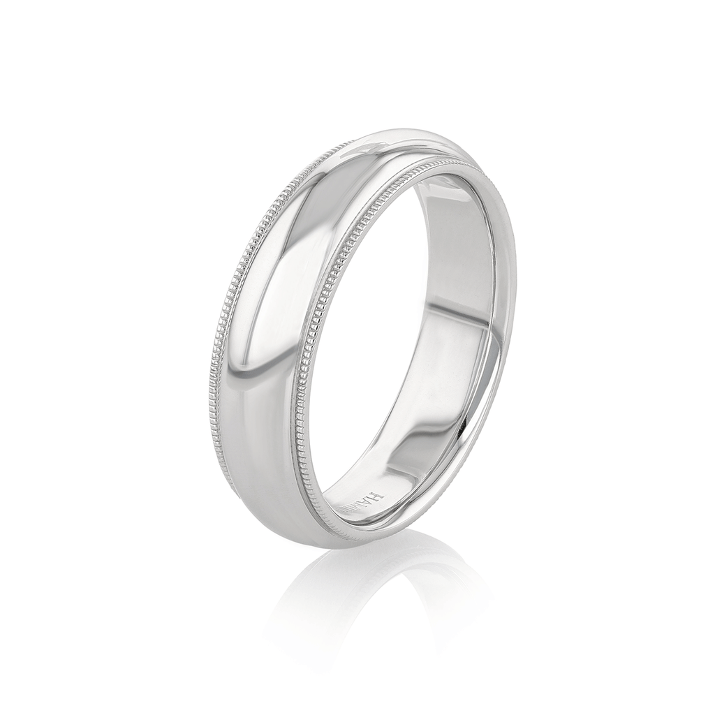 Hamilton Collection 18k White Recycled Gold 6mm Milgrain Comfort Fit Wedding Band