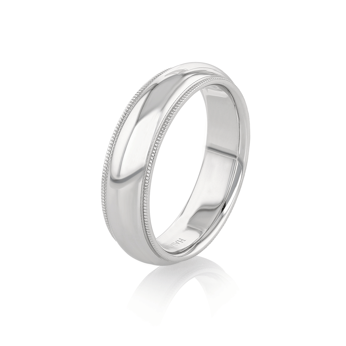 Hamilton Collection 18k White Recycled Gold 6mm Milgrain Comfort Fit Wedding Band