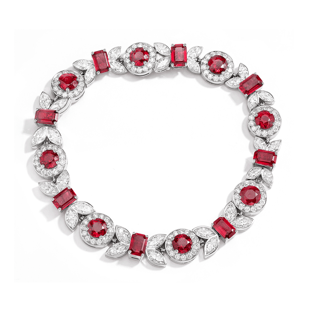 Hamilton Private Reserve Collection Platinum Ruby 10.12 Total Weight Bracelet