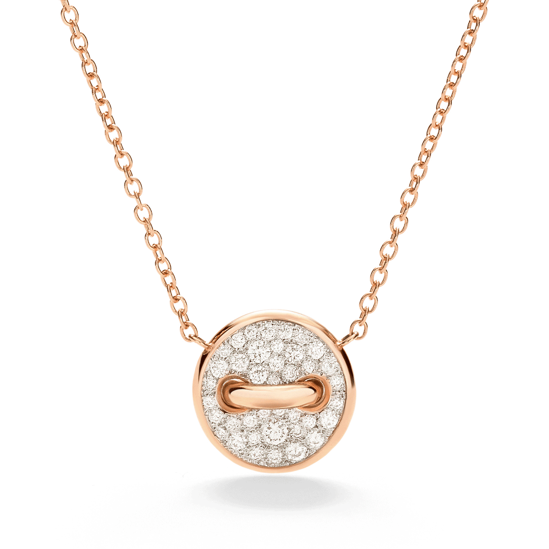 Pomellato Pom Pom 18k Rose Gold Dot Diamond Necklace with pendant