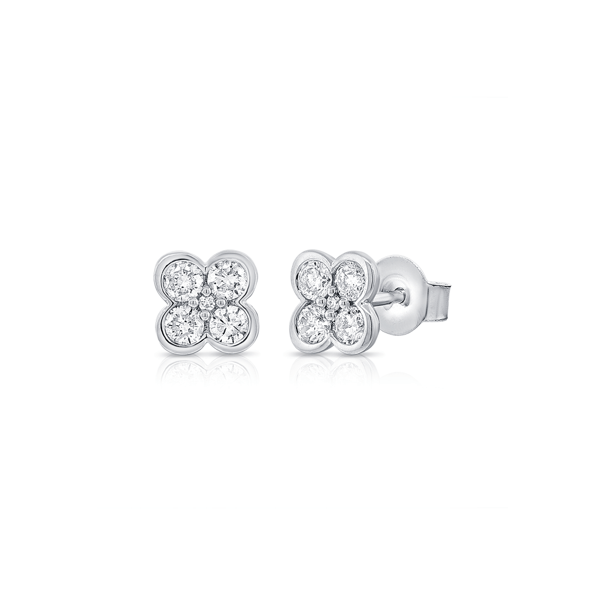 Diamond flower stud earrings