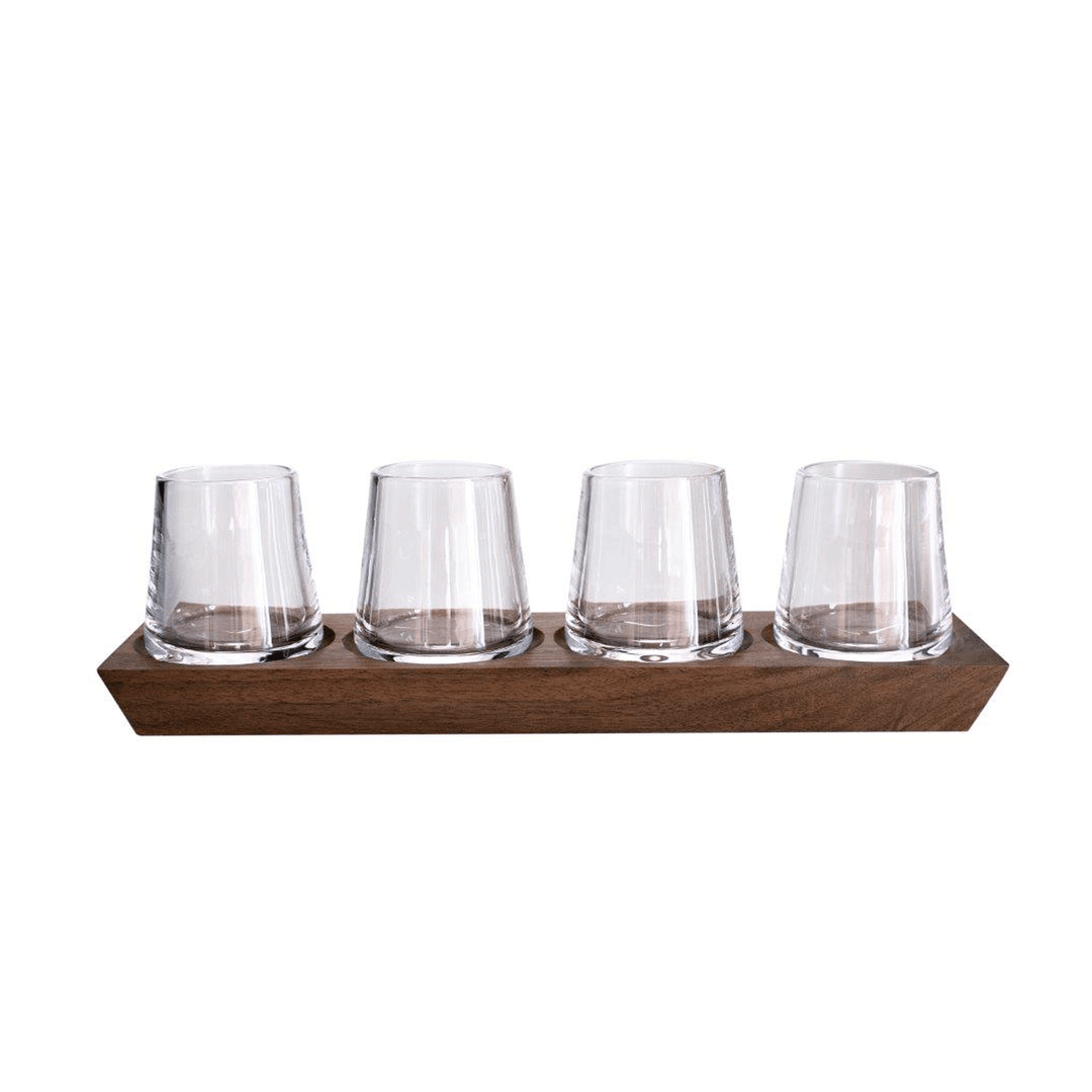 Simon Pearce Ludlow Whiskey Set of 4 Wood Base