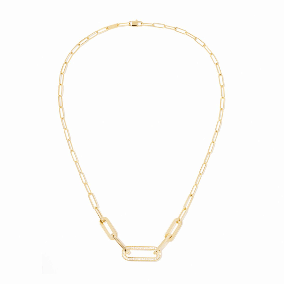 Dinh Van Maillon 18k Yellow Gold and Diamond L Necklace