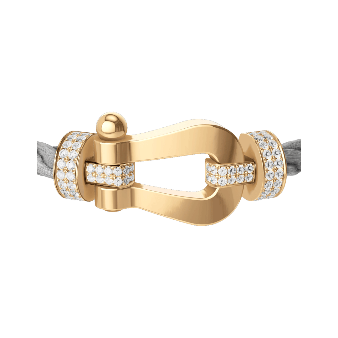 FRED Force 10 Steel Cable with 18k Yellow Gold Extra LG Half Pave Diamond Buckle, Exclusively at Hamilton Jewelers