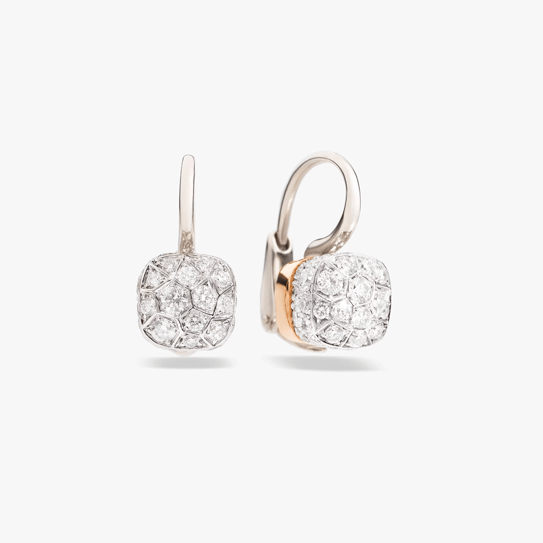 Pomellato Nudo 18k White Rose Gold Diamond Earrings