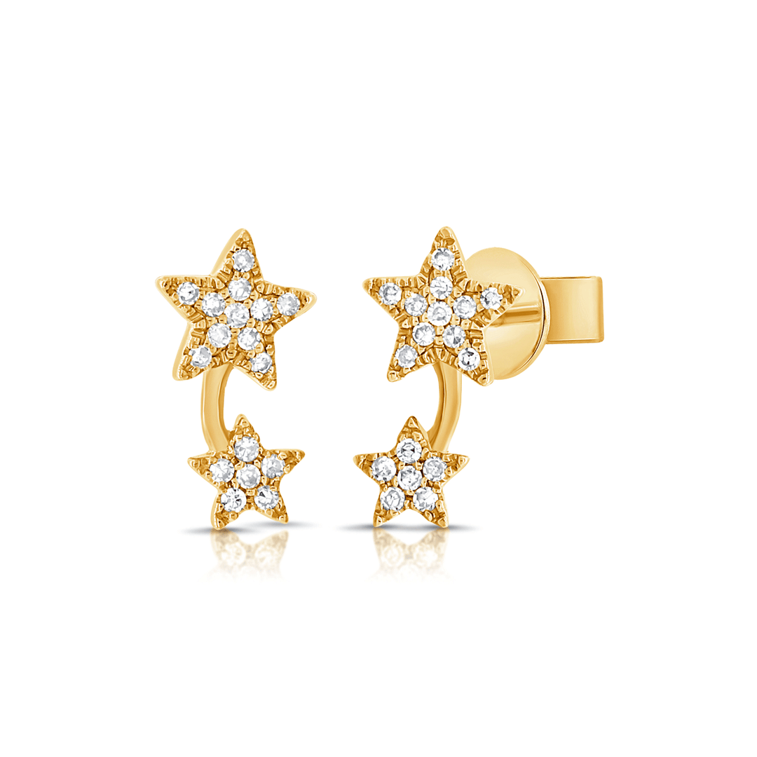 14k Yellow Gold Shooting Star .14 Total Weight Diamond Earrings