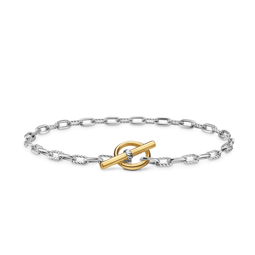 David Yurman DY Madison® Toggle Chain Bracelet Sterling Silver with 18K Yellow Gold, 3mm Medium